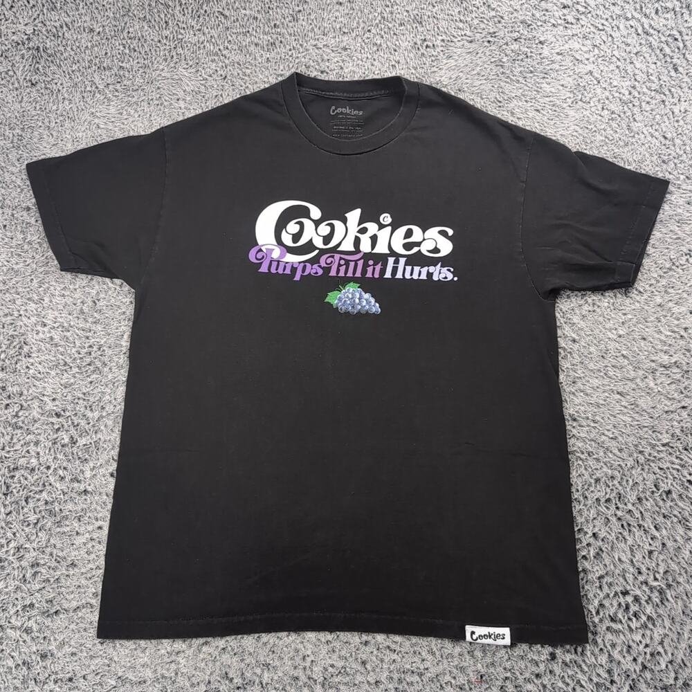 Cookies Shirt Adult Large Black 420 Hip Hop Streetwear Purps Till it Hurts Tee